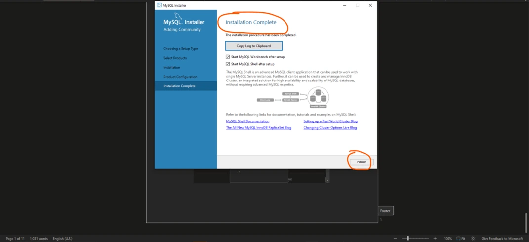 Click on the Finish button.