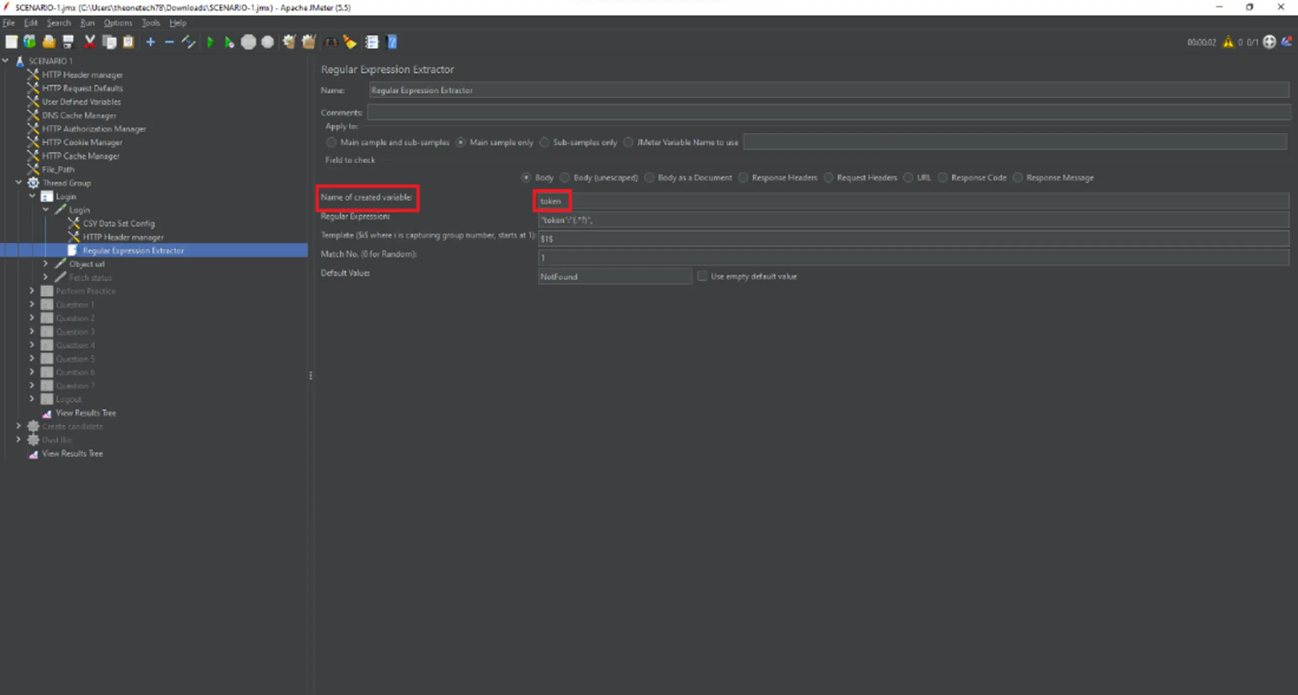 Variable In Regular Expression Extractor
