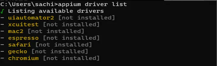 Appium Driver List