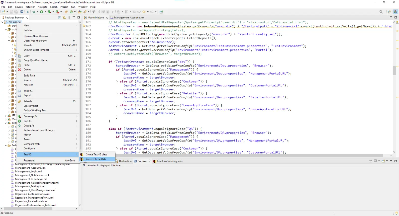 Convert to TestNG