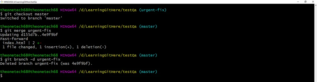 Git Branch Urgent