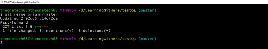 Git Merge Origin