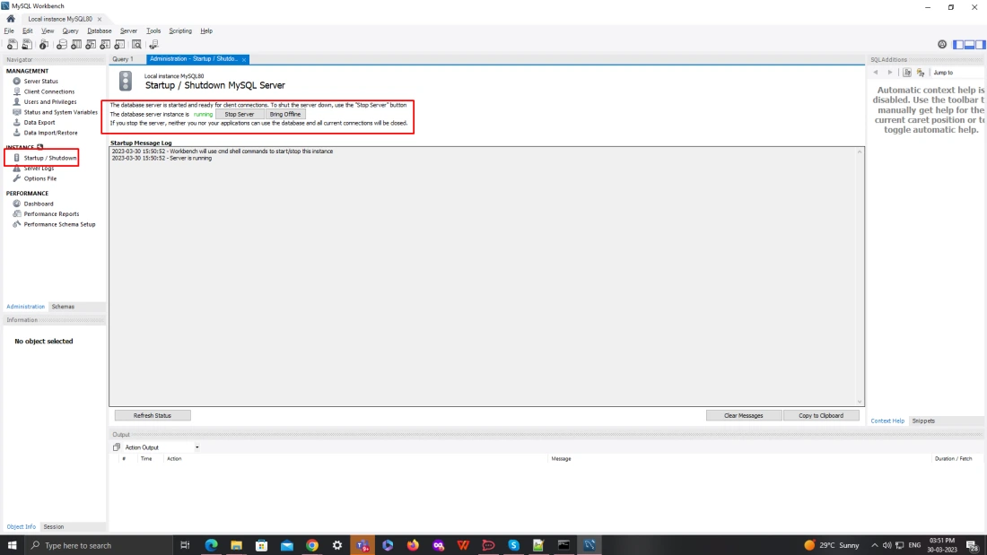Now click on the Startup/Shutdown" category