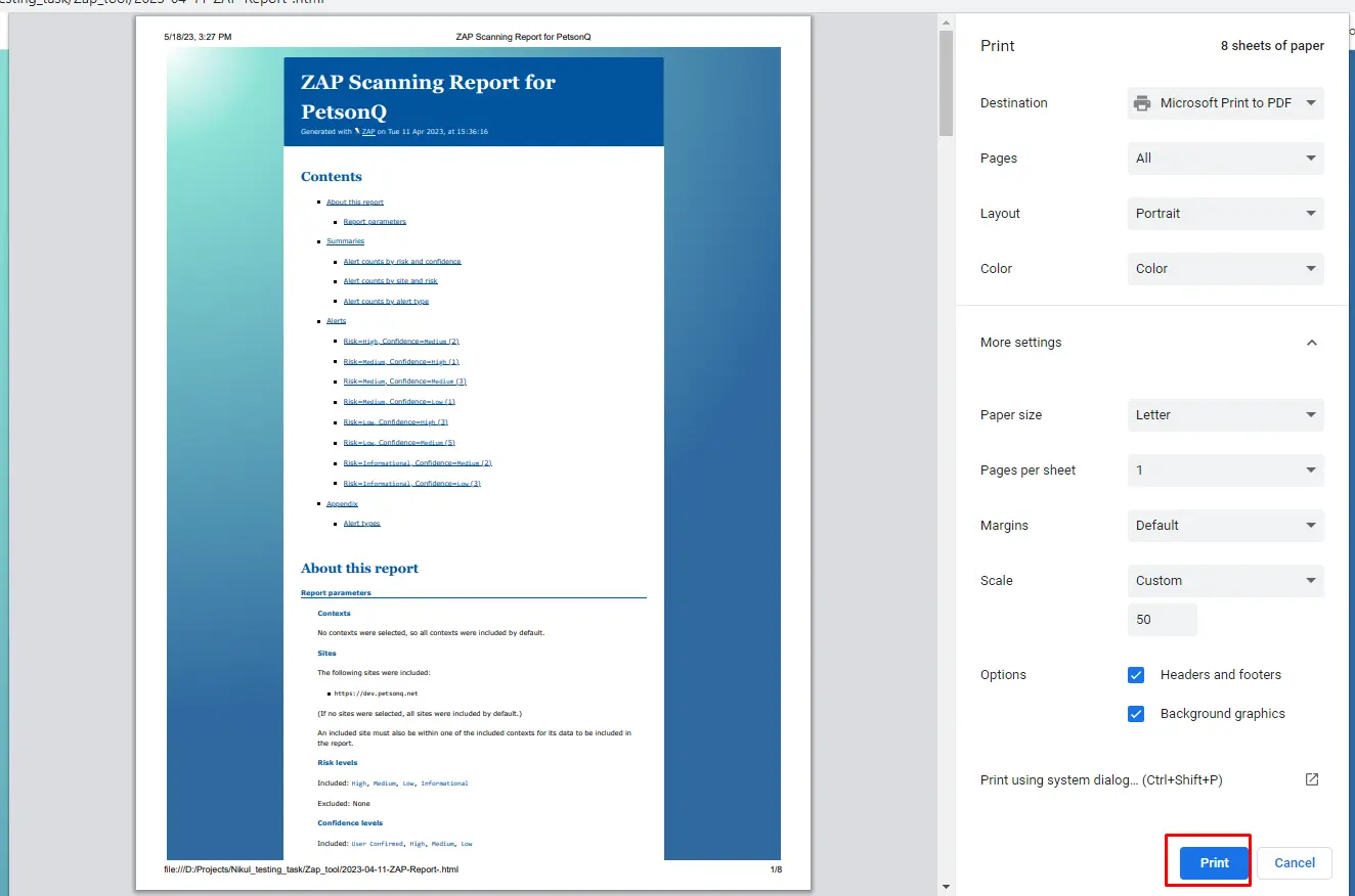 convert report into pdf