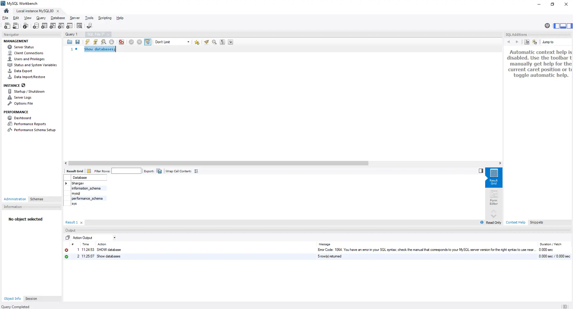 Show Database