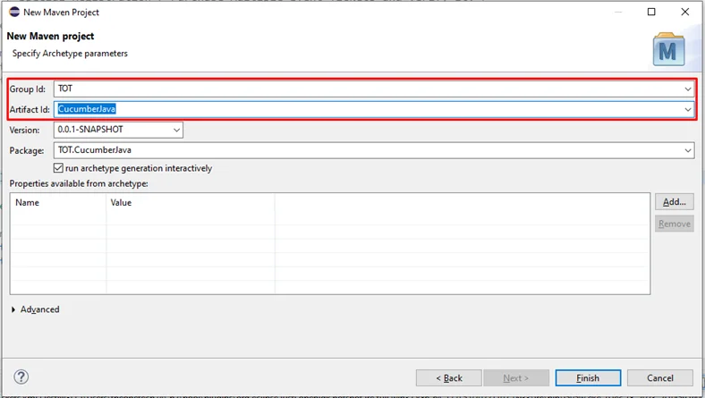 Specify Archetype Parameters