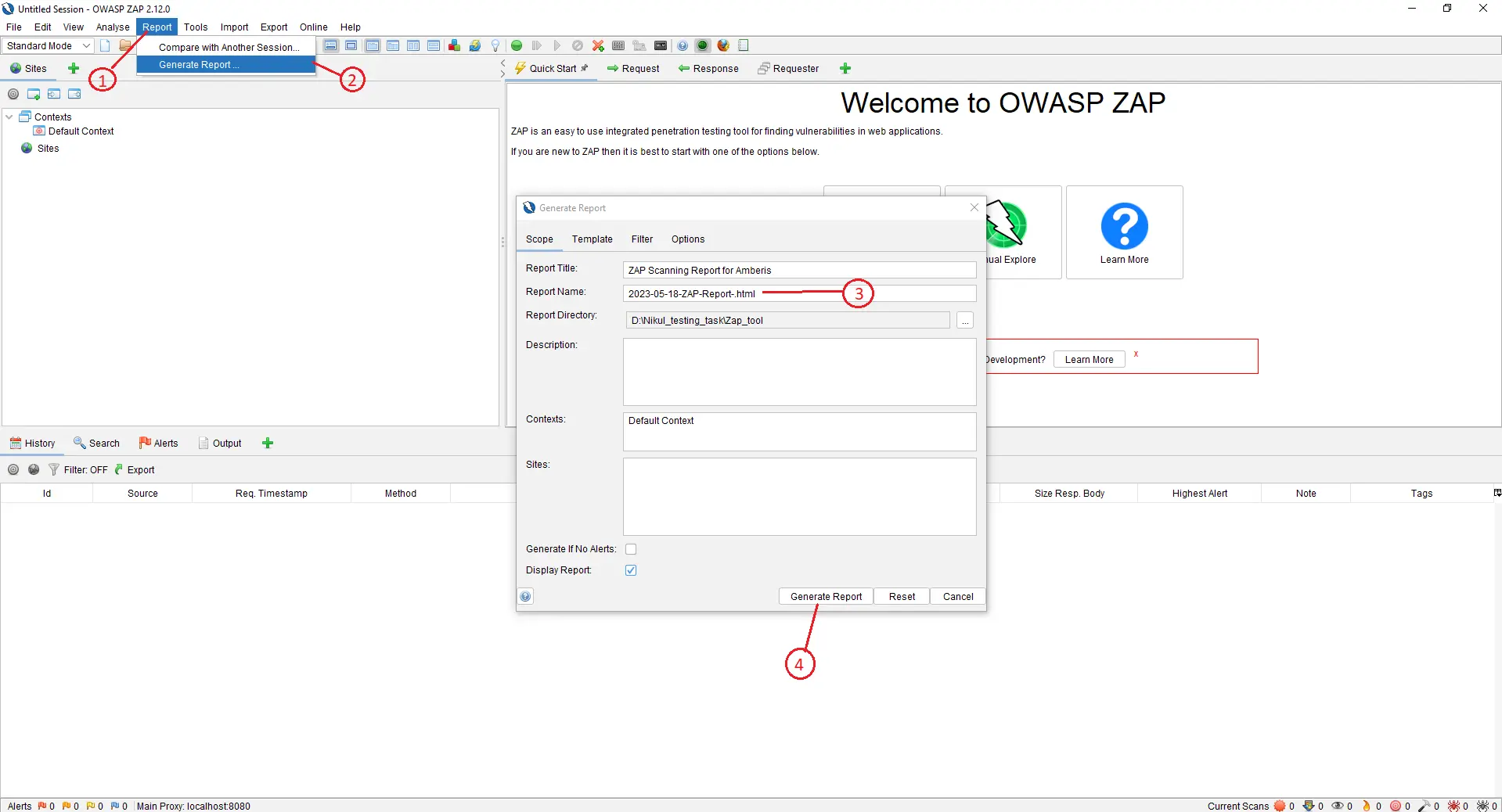 zap scanning report